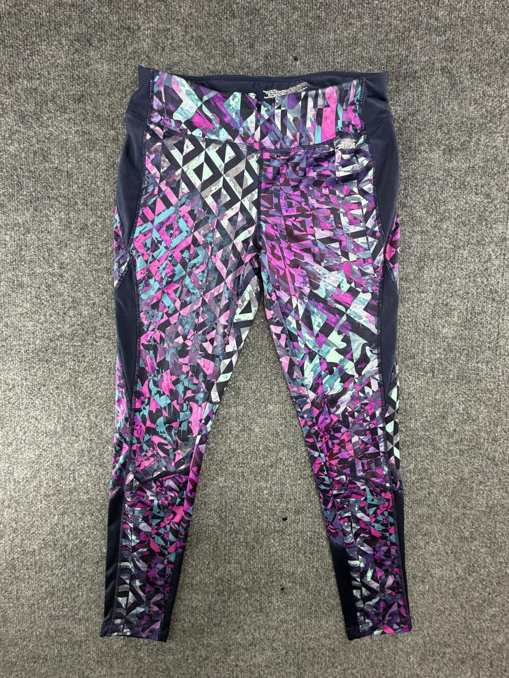 Avia Leggings Womens Medium Multicolor Geometric Ankle Stretch Yoga Gym Athletic